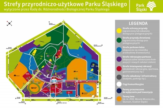 Strefy przyrodniczo-użytkowe w Parku Śląskim